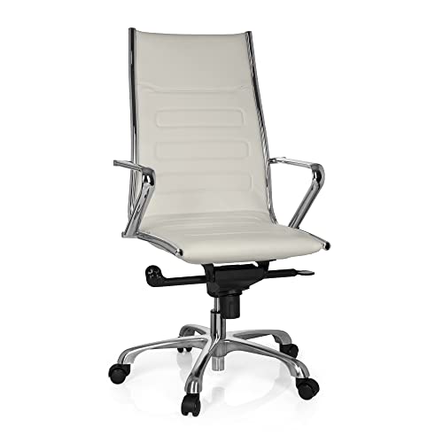 hjh OFFICE 720052 Profi Chefsessel PARIBA III Kunstleder Weiß Design Bürostuhl ergonomisch geformt, hohe Rückenlehne von hjh OFFICE