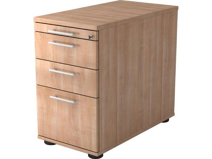 Hjh Office, Rollcontainer, Standcontainer 80cm 2 Schub 1 Hängeregistratur Schloss Relinggriff Nussbaum von hjh-OFFICE