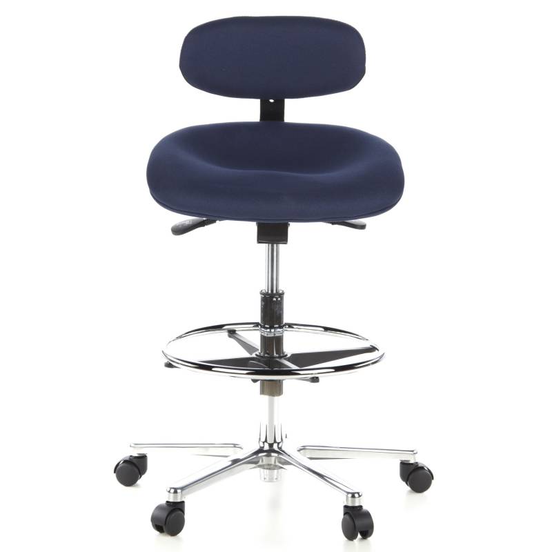 Hjh Office Hocker Drehhocker Arbeitsstuhl Work Mf Stoff Blau Chrom Teppichböden B-Ware von hjh OFFICE