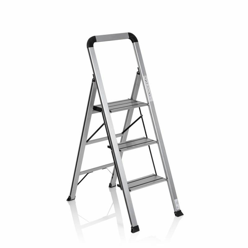 Hjh Office Klappleiter Solid V Trittleiter Leiter Aluminium Schwarz 3 Stufen B-Ware von hjh OFFICE