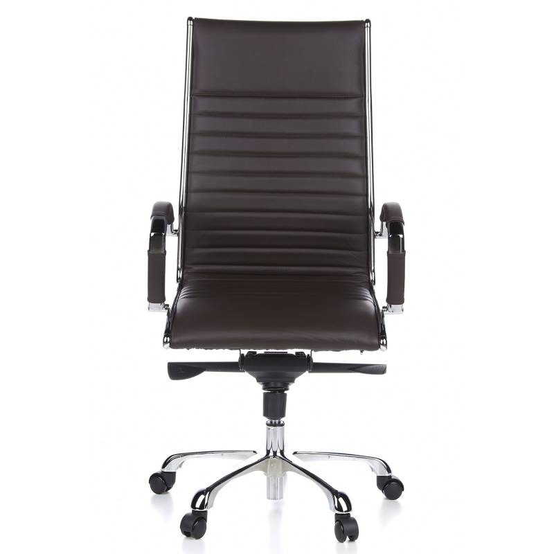 Hjh Office Parma 20 Bürostuhl Chefsessel Stuhl Leder Braun Aluminium Chrom B-Ware von hjh OFFICE