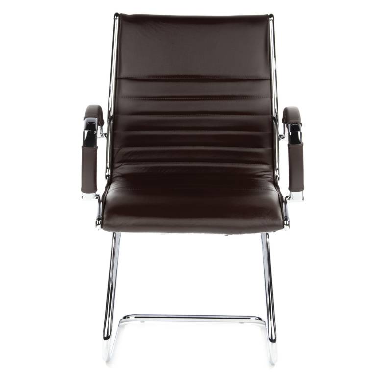 Hjh Office Parma V Konferenzstuhl Freischwinger Stuhl Leder Braun Chrom747 B-Ware von hjh OFFICE