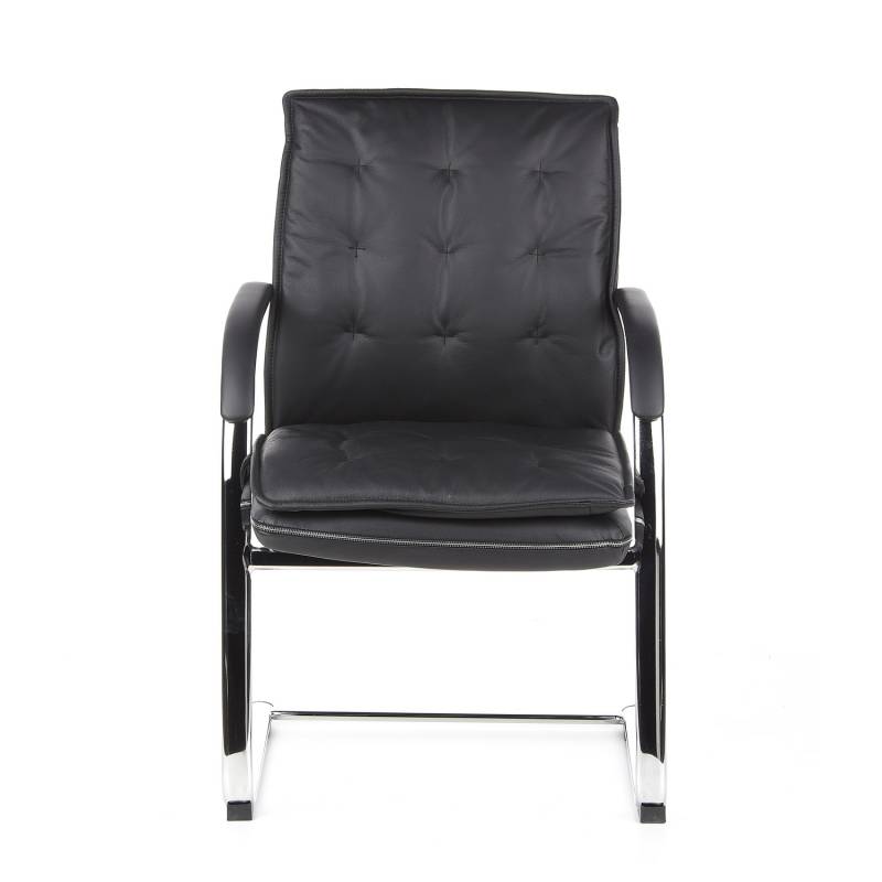 Hjh Office Villa V Konferenzstuhl Freischwinger Stuhl Sitz Nappaleder Schwarz891 B-Ware von hjh OFFICE