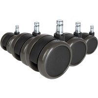Hjh Office - neuwertig] Rollen Doppelrollen Stuhlrollen Hartböden 10mm 65mm Schwarz 5er B-Ware von hjh OFFICE