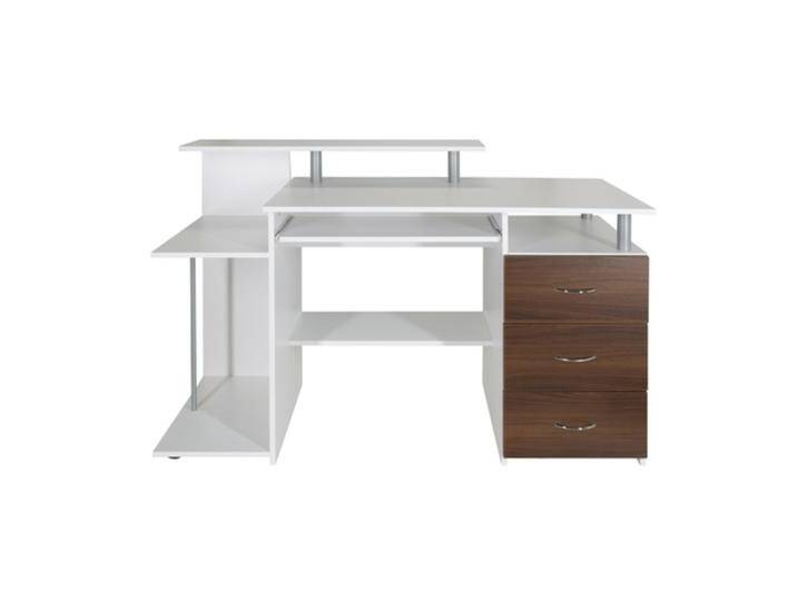 WORKSPACE H IV 137x60 - Schreibtisch Weiß/Walnuss von hjh-OFFICE