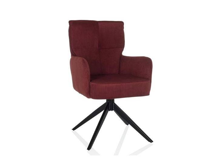 hjh LIVING Esszimmerstuhl Polsterstuhl TARUGO Stoff mit Armlehnen (1 St), Esszimmerstuhl mit Cord-Stoff, Sitz drehbar, bequem gepolstert, rot, Rot von hjh-OFFICE
