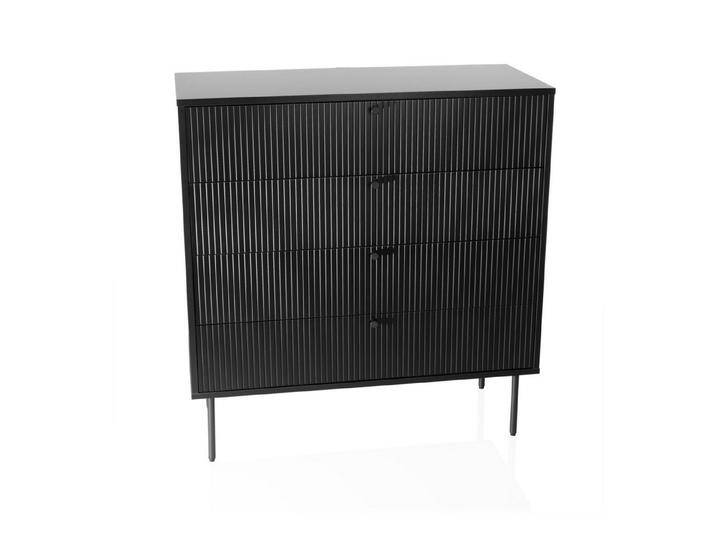 hjh LIVING Kommode KARBY K Sideboard H/B/T: 95.0 x 90.0 x 40.0 cm, Schubladenschrank Schrank mit 4 Schubladen, Metallfüße, schwarz von hjh-OFFICE