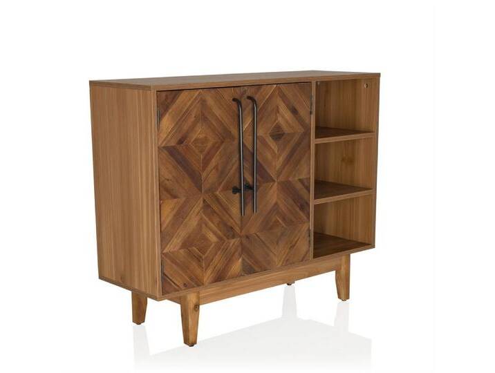 hjh LIVING Kommode SANTJAGO WOOD L Sideboard H/B/T:, Sideboard mit Doppeltüre aus massivem Tannenholz in Fischgrät-Optik, braun von hjh-OFFICE
