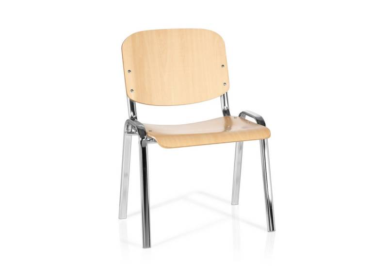 hjh OFFICE 4-Fußstuhl Vierfußstuhl XT 600 C H Holz, Holz Besucherstuhl, bis 4 Stühle stapelbar, Gestell verchromt von hjh OFFICE