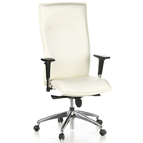 hjh OFFICE 600010 Chefsessel Murano 20 Leder Weiß Bürostuhl, hohe Rückenlehne, verstellbare Armlehnen von hjh OFFICE