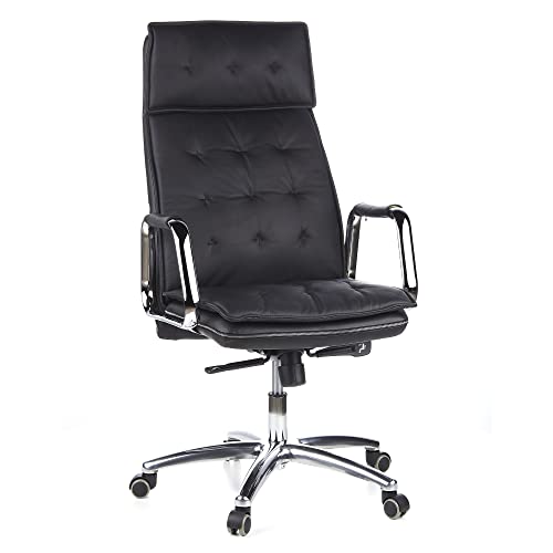 hjh OFFICE 600920 Chefsessel Bürostuhl Villa 20 Nappaleder Schwarz Büro-Sessel mit hoher Rückenlehne von hjh OFFICE