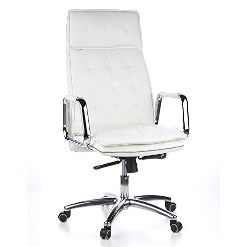 hjh OFFICE 600922 Chefsessel Bürostuhl Villa 20 Nappaleder Weiß Büro-Sessel mit hoher Rückenlehne von hjh OFFICE