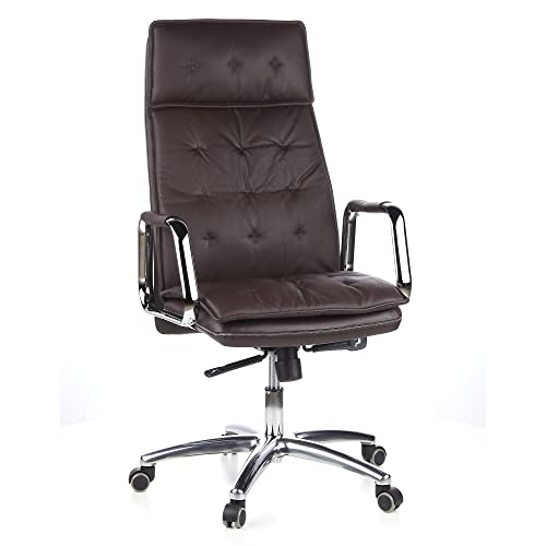 hjh OFFICE 600924 Chefsessel Bürostuhl Villa 20 Nappaleder Braun Büro-Sessel mit hoher Rückenlehne von hjh OFFICE