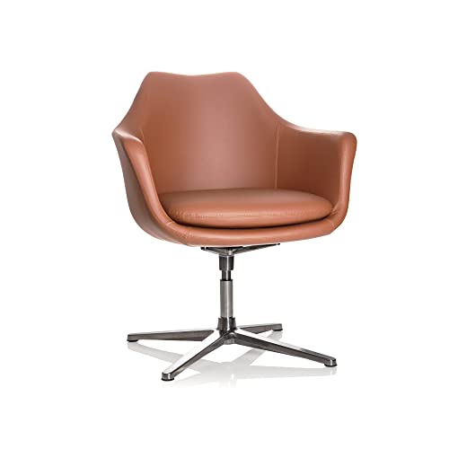 hjh OFFICE 600988 Lounge Sessel Artemia Kunstleder Braun Drehsessel im eleganten Design von hjh OFFICE