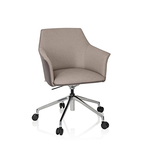 hjh OFFICE 601001 Designer Drehsessel Arezzo Stoff/Kunstleder moderner Bürosessel mit Rollen, höhenverstellbar, Beige/Taupe von hjh OFFICE