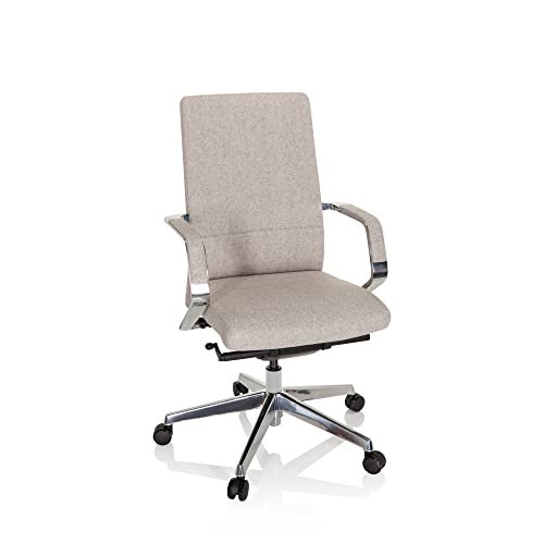 hjh OFFICE 601007 Profi Bürostuhl BESSONA Stoff Beige Designer Drehstuhl mit Armlehnen, Sitztiefe verstellbar, ergonomisch von hjh OFFICE