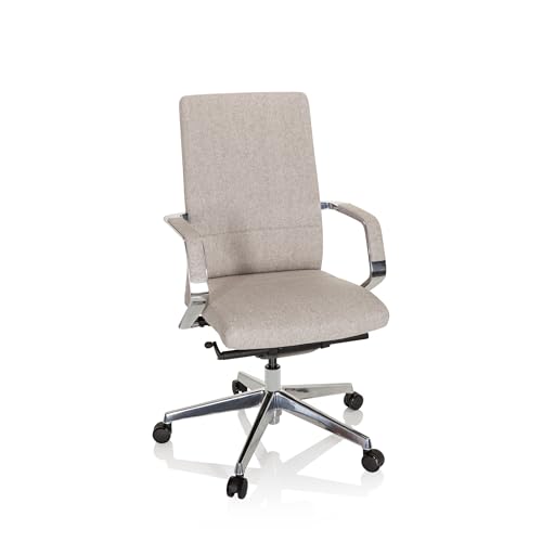 hjh OFFICE 601007 Profi Bürostuhl BESSONA Stoff Beige Designer Drehstuhl mit Armlehnen, Sitztiefe verstellbar, ergonomisch von hjh OFFICE