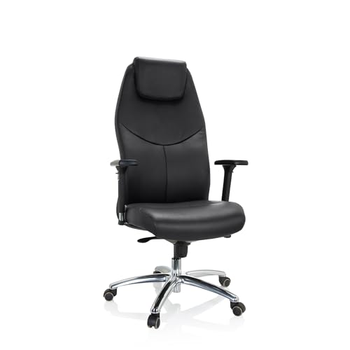 hjh OFFICE 601009 Profi Chefsessel Ferrara Leder Schwarz Drehstuhl ergonomisch, hohe Rückenlehne, bis 220kg belastbar von hjh OFFICE