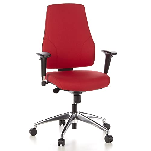hjh OFFICE 608020 Profi Bürostuhl PRO-TEC 200 Stoff Rot Drehstuhl ergonomisch, Arm- & Rückenlehne höhenverstellbar von hjh OFFICE
