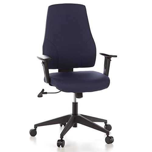 hjh OFFICE 608110 Bürostuhl PRO-TEC 100 Stoff Blau Drehstuhl ergonomisch mit Verstellbarer Arm- & Rückenlehne von hjh OFFICE