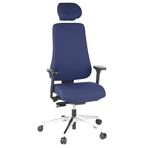 hjh OFFICE 608410 Profi Bürostuhl PRO-TEC 400 Stoff Blau Drehstuhl ergonomisch, bis 150kg belastbar, hohe Rückenlehne von hjh OFFICE
