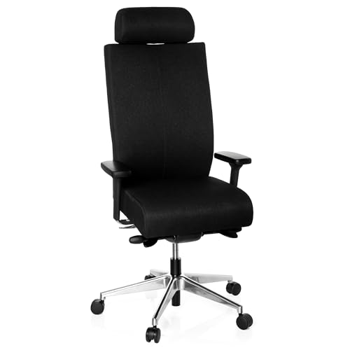 hjh OFFICE 608610 Profi Bürostuhl PRO-TEC XXL Stoff Schwarz Chefsessel ergonomisch, bis 150kg belastbar, hohe Rückenlehne von hjh OFFICE