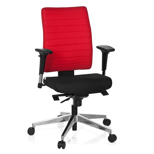 hjh OFFICE 608813 Bürostuhl PRO-TEC 350 Stoff Schwarz/Rot Drehstuhl ergonomisch, Rückenlehne & Armlehnen verstellbar von hjh OFFICE