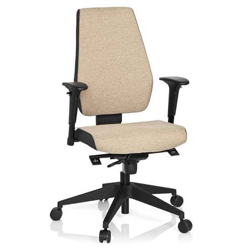 hjh OFFICE 608819 Profi Bürostuhl PRO-TEC 500 Stoff Beige Drehstuhl ergonomisch, Rückenlehne & Armlehnen höhenverstellbar von hjh OFFICE