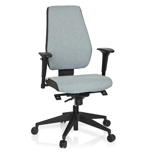 hjh OFFICE 608822 Profi Bürostuhl PRO-TEC 500 Stoff Hellgrau Drehstuhl ergonomisch, Rückenlehne & Armlehnen höhenverstellbar von hjh OFFICE