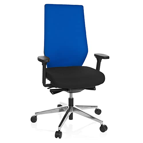 hjh OFFICE 608842 Profi Bürostuhl PRO-TEC 700 Stoff Schwarz/Blau Drehstuhl ergonomisch, Sitztiefe & Armlehnen verstellbar von hjh OFFICE