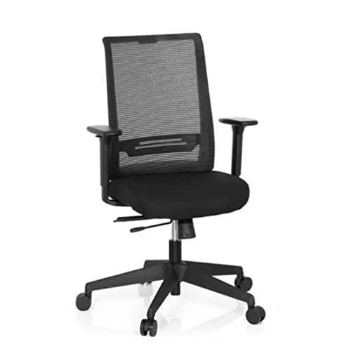hjh OFFICE 608970 Bürostuhl Coniston Netz-Stoff Schwarz Schreibtisch-Stuhl Ergonomisch verstellbare Armlehne 120-kg Netzrücken von hjh OFFICE