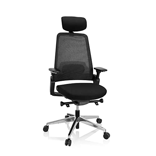 hjh OFFICE 608991 Profi Bürostuhl BRACIO Stoff/Netzstoff ergonomischer Drehstuhl, Sitztiefe verstellbar, Schwarz von hjh OFFICE