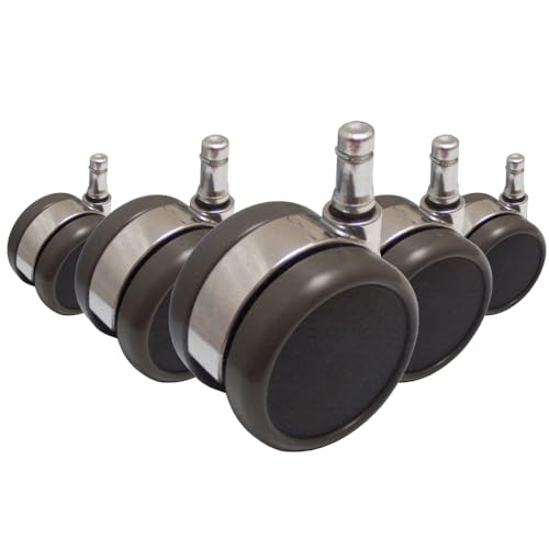 hjh OFFICE 619020 5X Design-Rollen 11mm / 65mm Stuhlrollen Bürostuhl für Hartböden Chrom (5er Pack) von hjh OFFICE