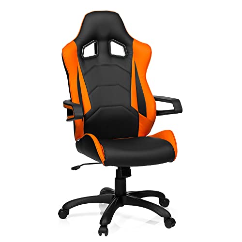 hjh OFFICE 621838 Gaming Stuhl Game PRO I Kunstleder Drehstuhl im Sportsitz-Design, hohe Rückenlehne, Schwarz/Orange von hjh OFFICE