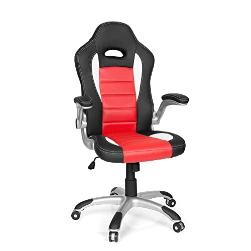 hjh OFFICE 621889 Chefsessel Game Sport Kunstleder Rot/Schwarz Gaming Stuhl Bürostuhl, Armlehnen klappbar von hjh OFFICE