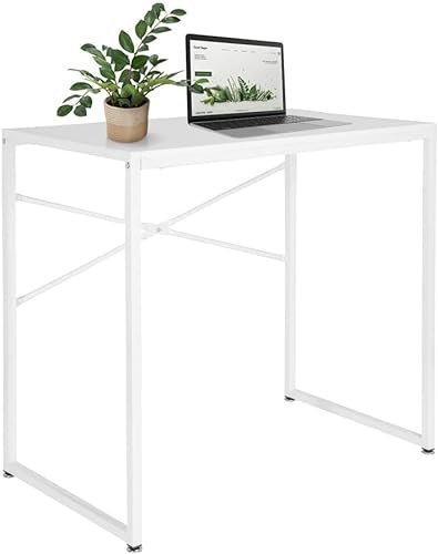 hjh OFFICE 634743 Schreibtisch Easy UP Holz Weiß Home-Office Computertisch klein mit Metall-Gestell von hjh OFFICE