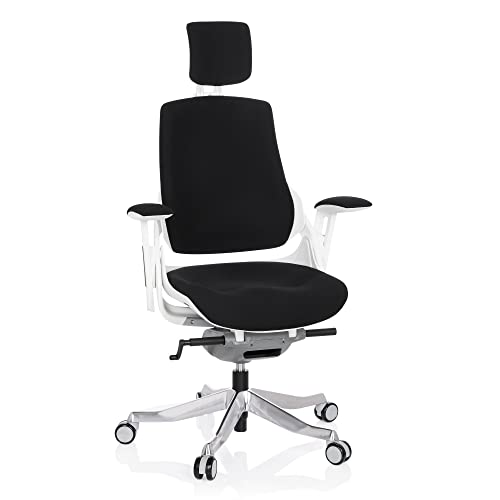 hjh OFFICE 640310 Profi Bürostuhl SPEKTRE Stoff Weiß/Schwarz ergonomischer Drehstuhl mit Verstellbarer Rückenlehne von hjh OFFICE