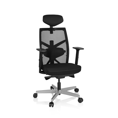hjh OFFICE 640450 Profi Bürostuhl BELLAC Netzstoff Schwarz ergonomischer Drehstuhl mit Kopfstütze von hjh OFFICE