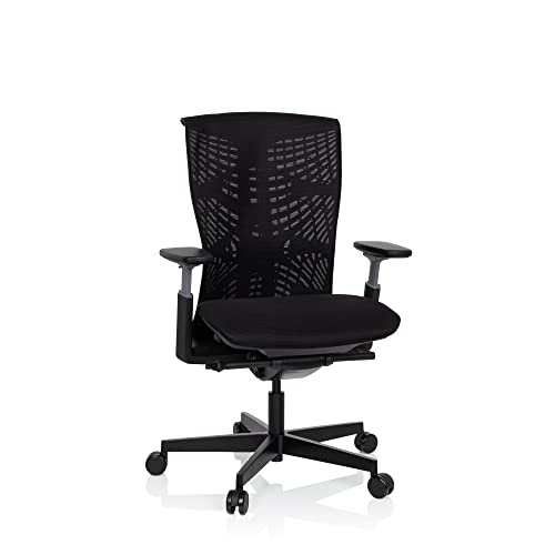 hjh OFFICE 640514 Profi Bürostuhl SKOPE TPE mit Netz-Bezug Schwarz ergonomischer Schreibtischstuhl, Flexible Rückenlehne, Sitztiefe & Armlehnen verstellbar von hjh OFFICE