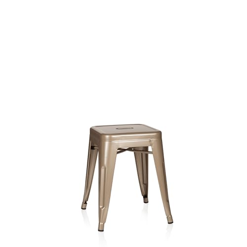 hjh OFFICE 645003 Metall Hocker VANTAGGIO Gold Sitzhocker im Industry-Design, stapelbar, niedrig von hjh OFFICE