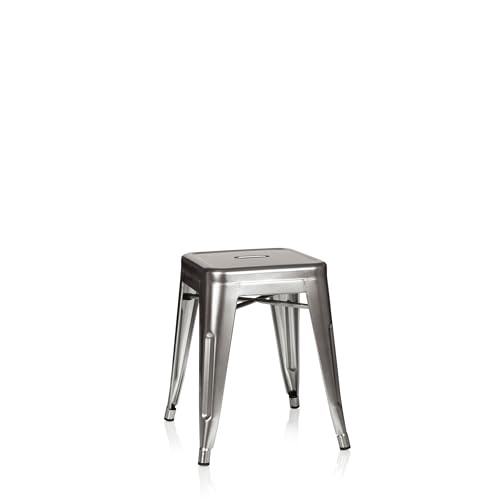 hjh OFFICE 645005 Metall Hocker VANTAGGIO Platin Silber Sitzhocker im Industry-Design, stapelbar, niedrig von hjh OFFICE