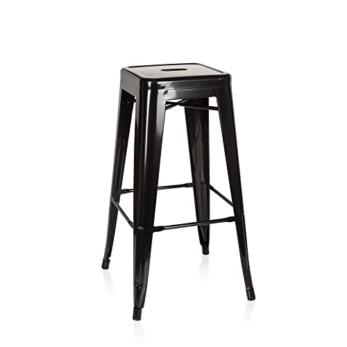 hjh OFFICE 645010 Barhocker VANTAGGIO HIGH Metall Schwarz Retro-Hocker im Industry-Design, stapelbar von hjh OFFICE