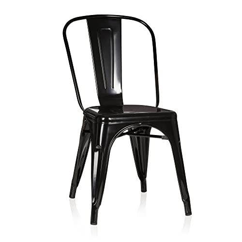 hjh OFFICE 645020 Bistrostuhl VANTAGGIO Comfort Metall Schwarz Stuhl im Industry-Design, stapelbar von hjh OFFICE