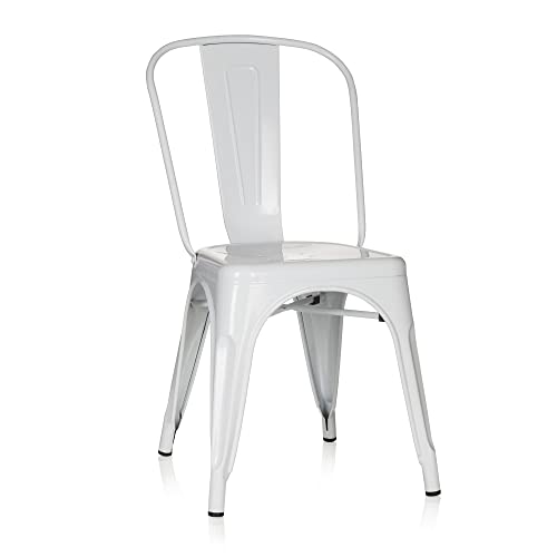 hjh OFFICE 645022 Bistrostuhl VANTAGGIO Comfort Metall Weiß Stuhl im Industry-Design, stapelbar von hjh OFFICE