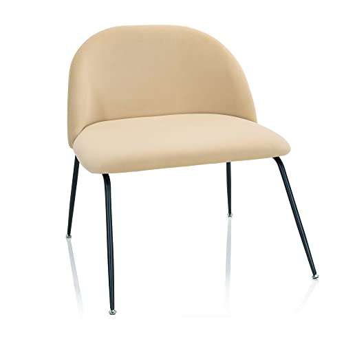 hjh OFFICE 645056 Samt Stuhl VELVO Beige Polsterstuhl Besucherstuhl Sessel mit Metallbeine, bequem gepolstert, modern von hjh OFFICE