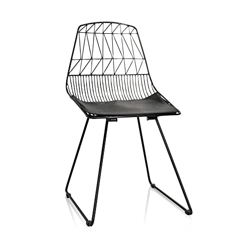 hjh OFFICE 645057 Design Metallstuhl mit Sitzkissen WIREA Metall Schwarz Besucherstuhl Esszimmerstuhl von hjh OFFICE