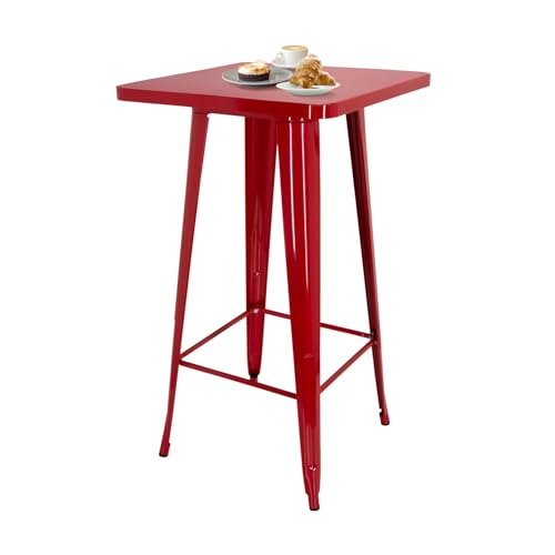 hjh OFFICE 645062 Stehtisch VANTAGGIO HIGH T Metall Rot Bar Tisch mit Fußablage im Industry-Design 103,5 cm hoch von hjh OFFICE