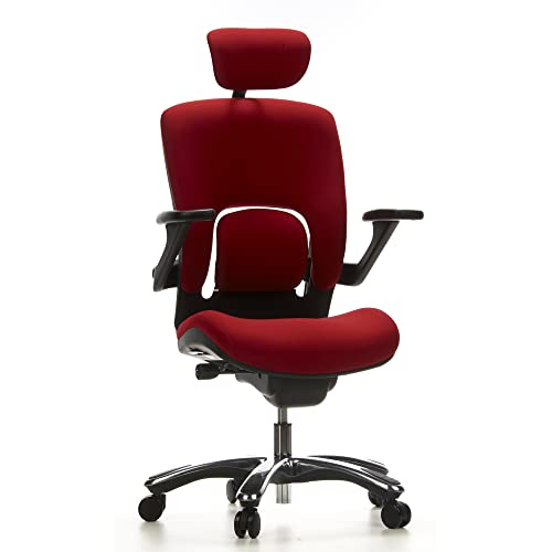 hjh OFFICE 652050 High End Bürostuhl Vapor LUX Stoff Rot Ergonomischer Drehstuhl mit Flexibler Lendenwirbelstütze von hjh OFFICE