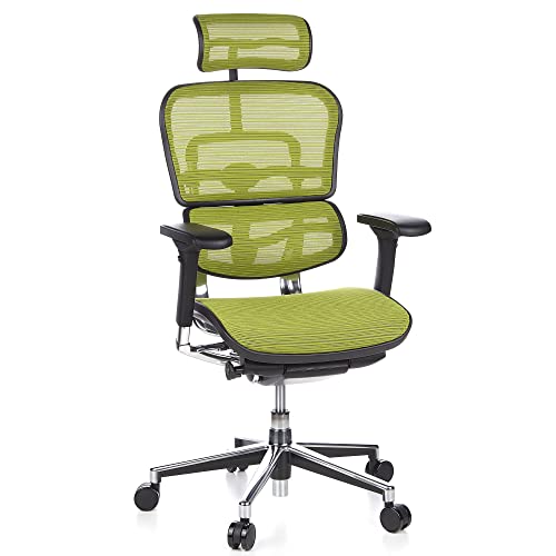 hjh OFFICE 652140 Profi Chefsessel ERGOHUMAN ergonomischer Bürostuhl mit Vollausstattung, Originales Design, Netzstoff Grün von hjh OFFICE