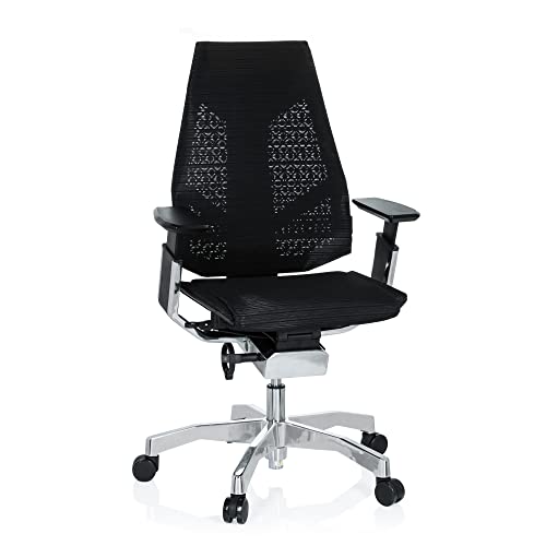 hjh OFFICE 652601 High End Bürostuhl GENIDIA Netzstoff Schwarz Bürosessel ergonomisch, verstellbare Arm- und Rückenlehnelehne von hjh OFFICE